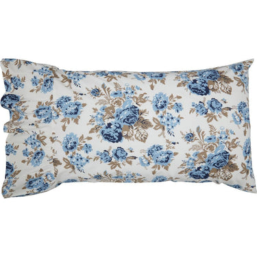 Annie Blue Floral Ruffled Standard Pillow Case Set of 2 21x26+8 VHC Brands - The Fox Decor